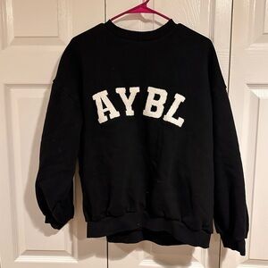AYBL Women's Crewneck Sweater in Black with White Logo